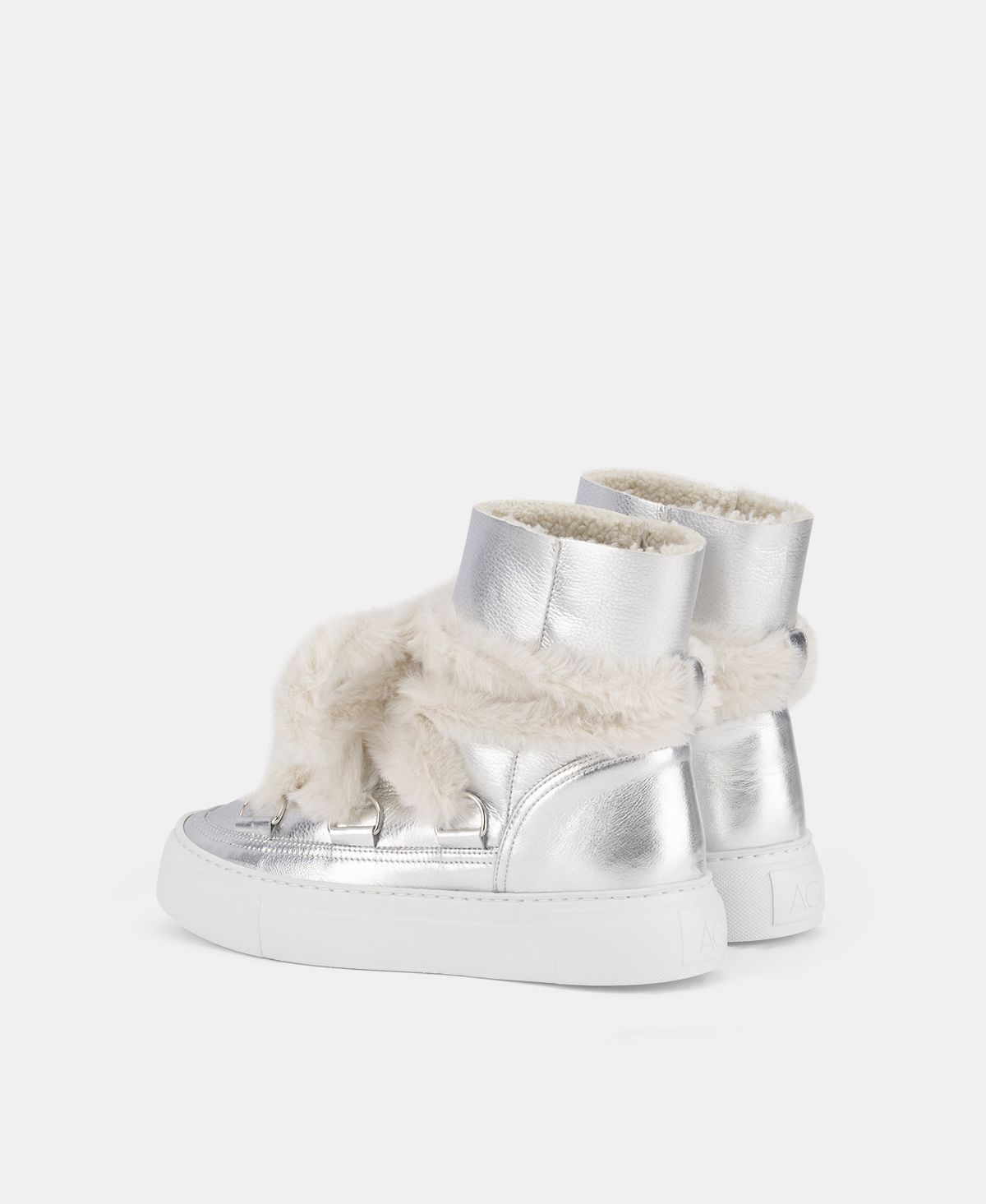 Agl Sneaker stivaletto con pelliccia Argento Kate Economico