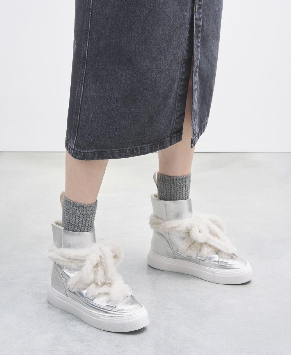 Agl Sneaker stivaletto con pelliccia Argento Kate Economico