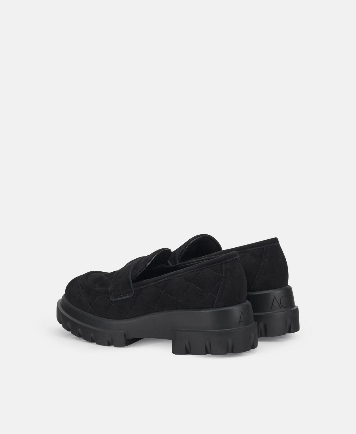 Agl Mocassino in velour Nero Celeste Matelassé Saldi Di Fabbrica