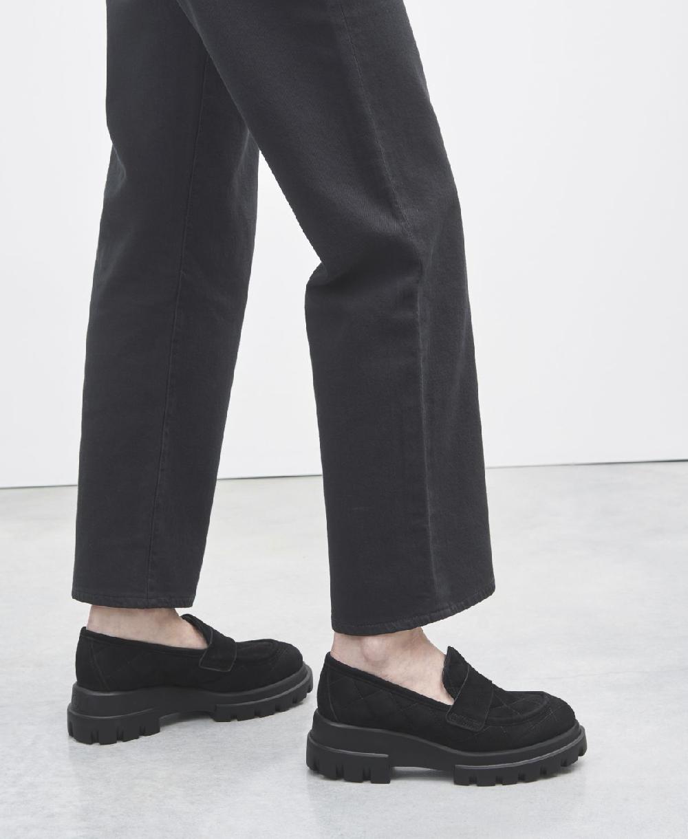 Agl Mocassino in velour Nero Celeste Matelassé Saldi Di Fabbrica