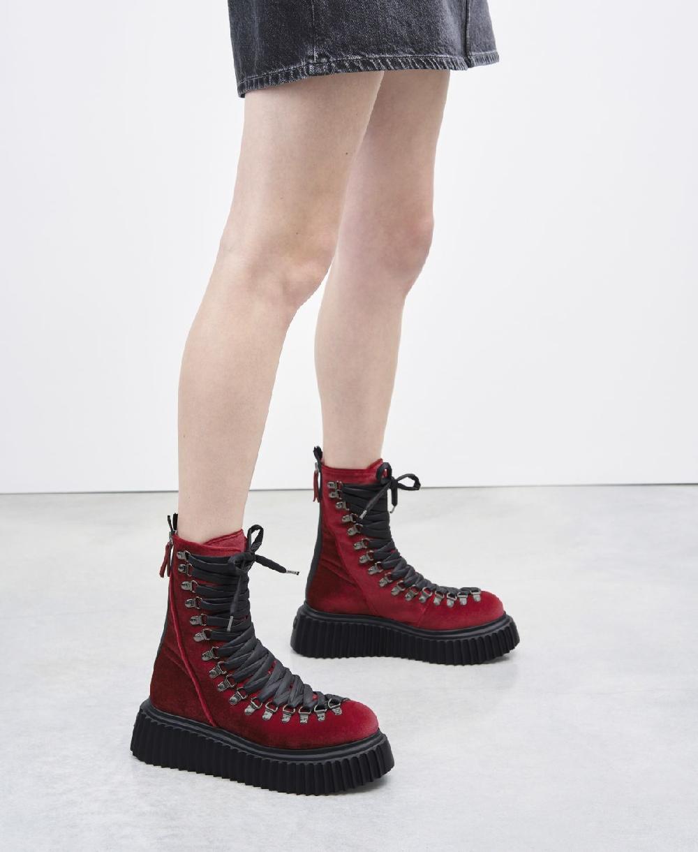 Agl Biker in pelle Rosso Dromo Velvet Vendite Flash