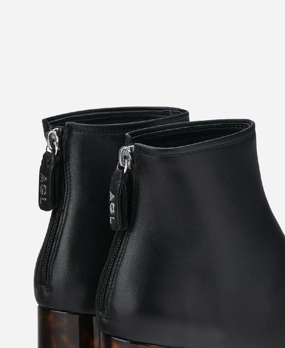 Agl Stivaletto in pelle con tacco Nero VETA PRECIOUS Sconti questo mese