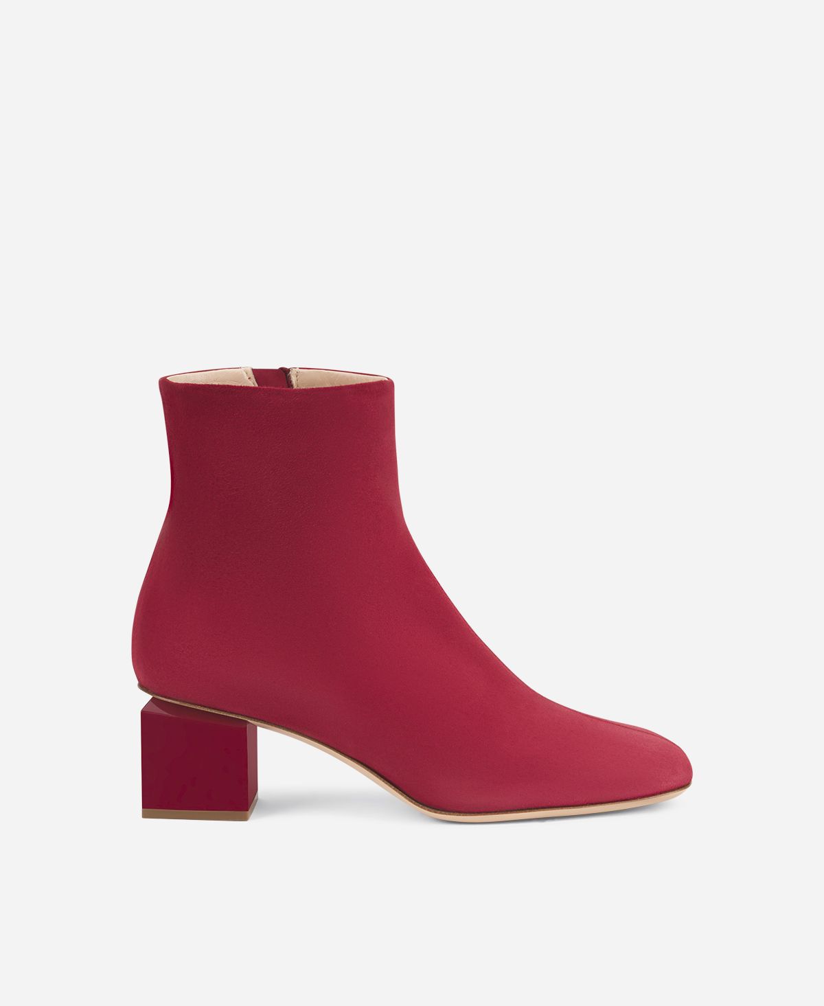 Agl Stivaletto in velour con tacco cubico Rosso Angie Pure Offerte