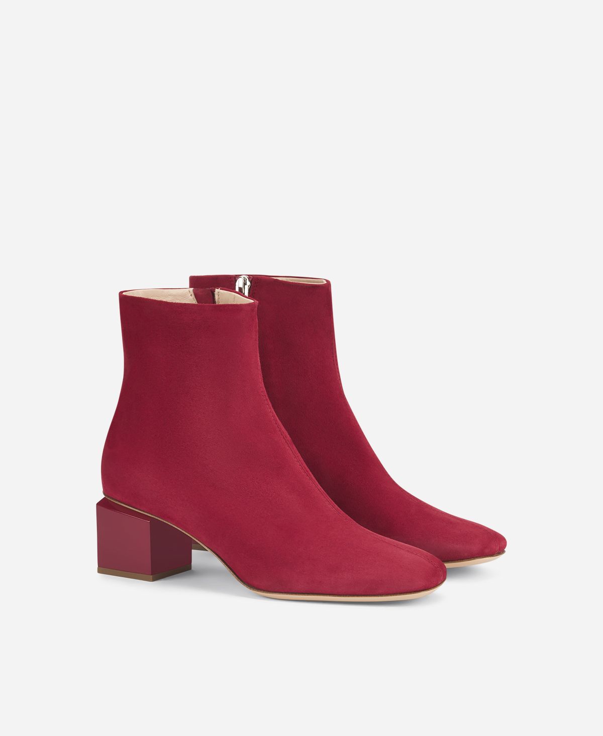 Agl Stivaletto in velour con tacco cubico Rosso Angie Pure Offerte