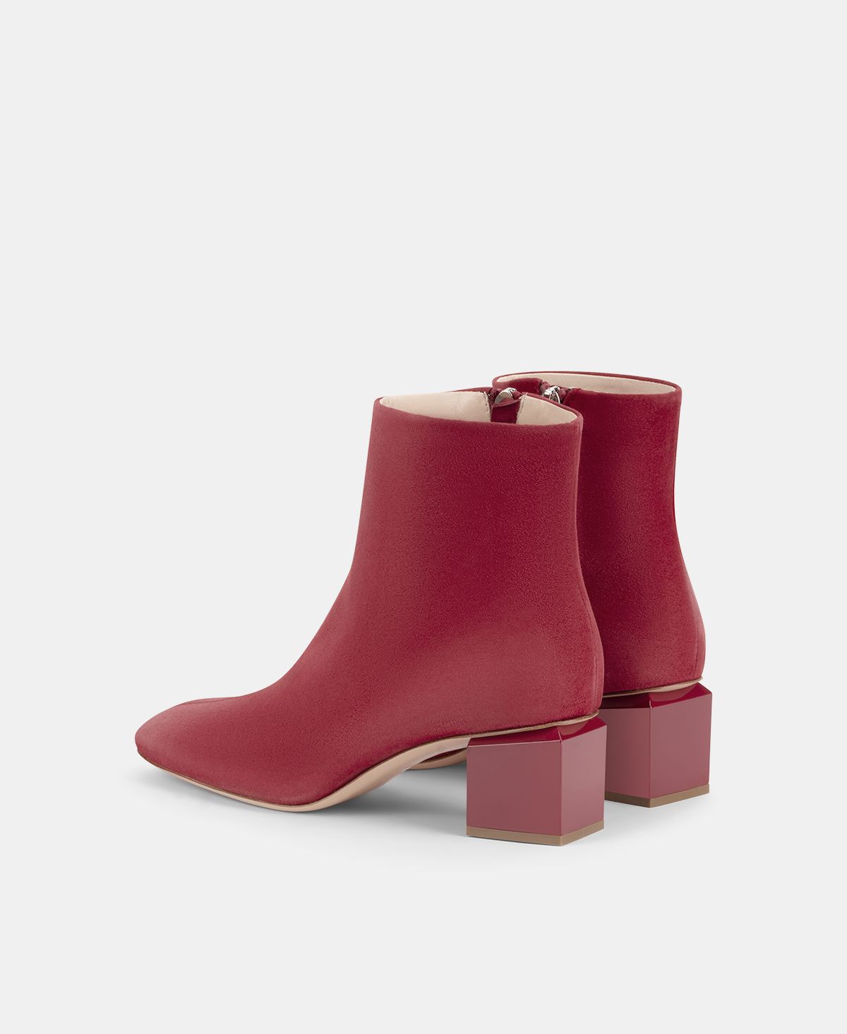 Agl Stivaletto in velour con tacco cubico Rosso Angie Pure Offerte