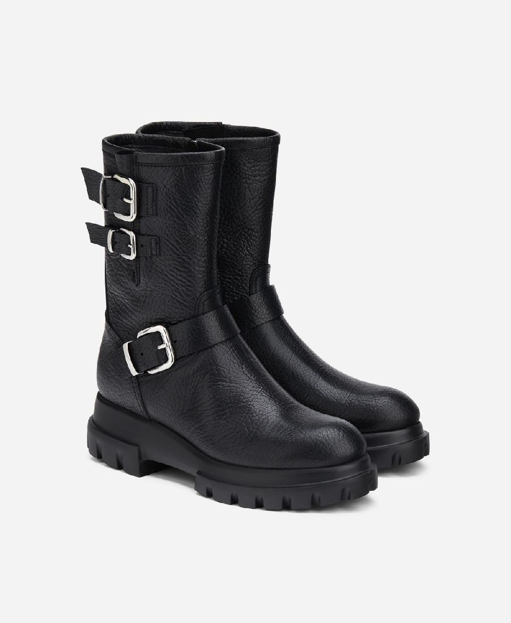 Agl Anfibio in pelle Nero CHUNKY BIKER In Linea