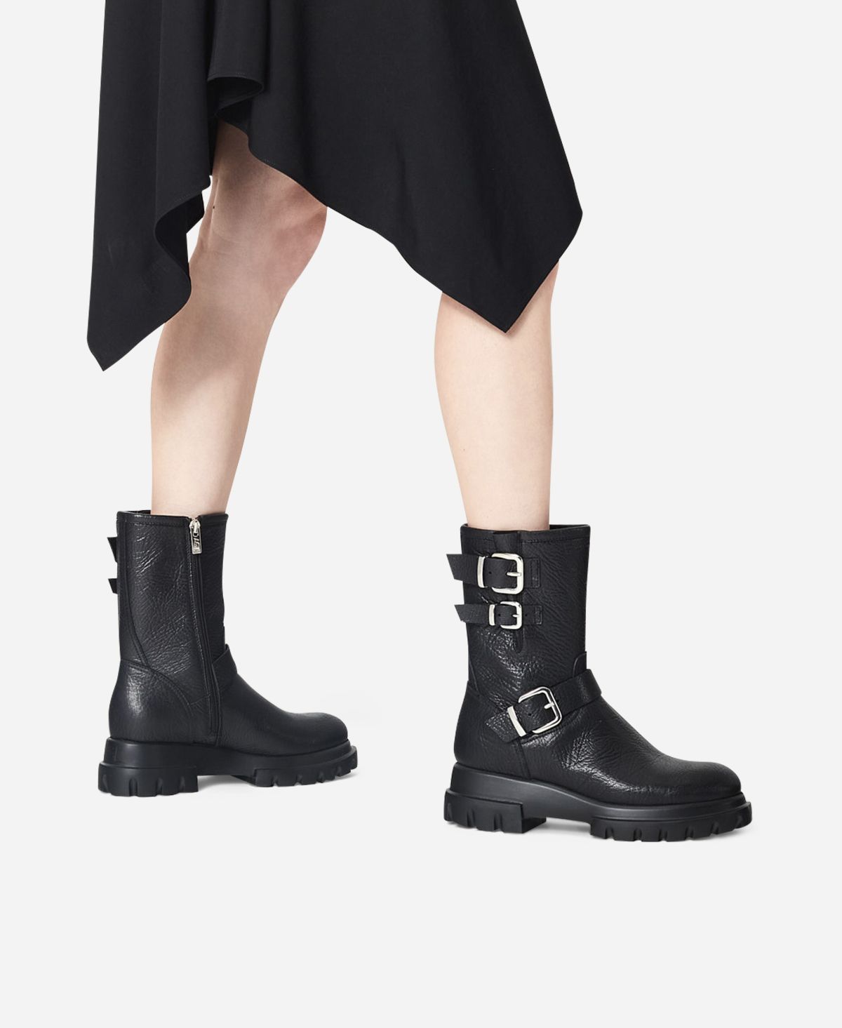 Agl Anfibio in pelle Nero CHUNKY BIKER In Linea