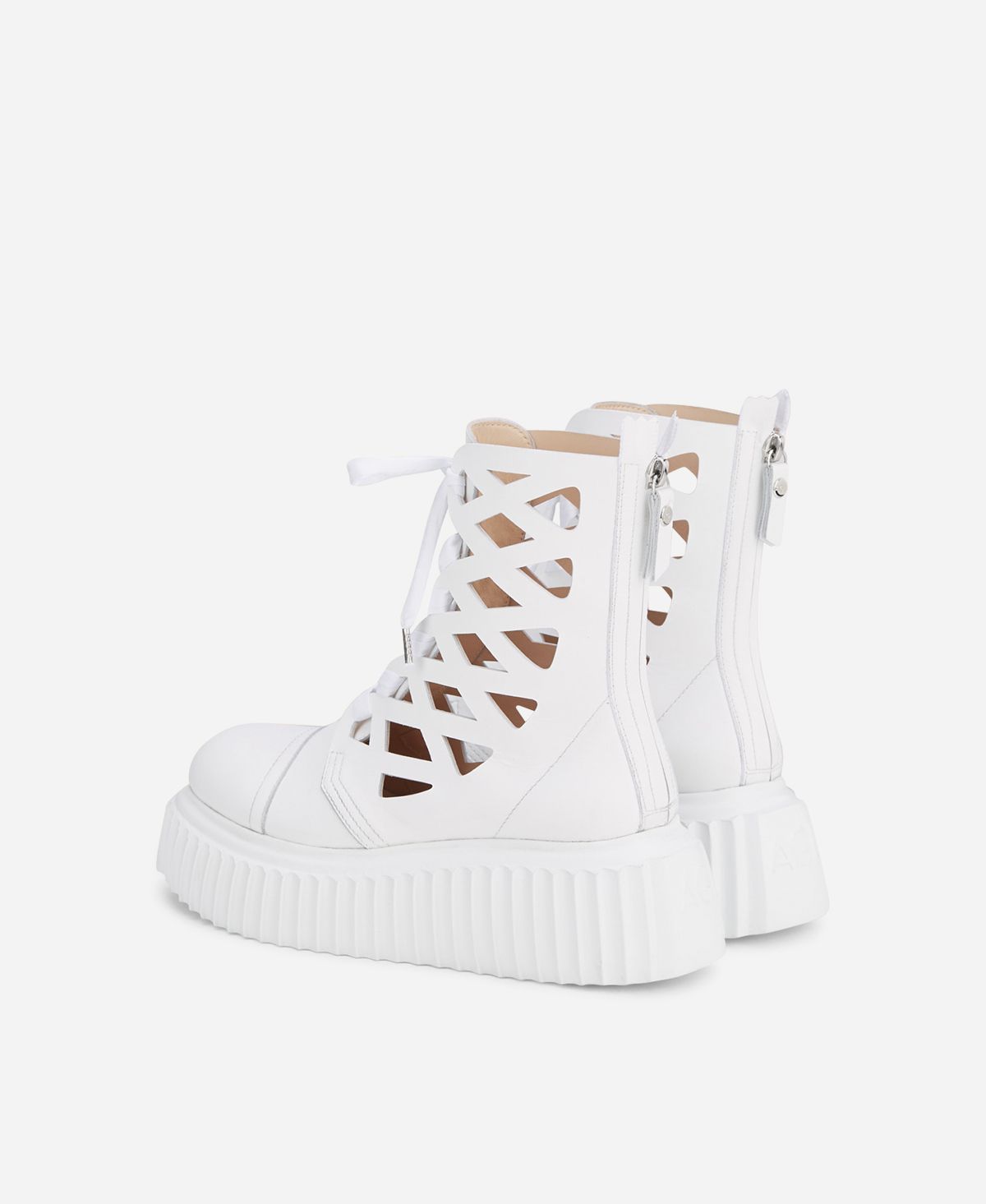 Agl Stivaletto in pelle laserata Bianco Viggy Italy
