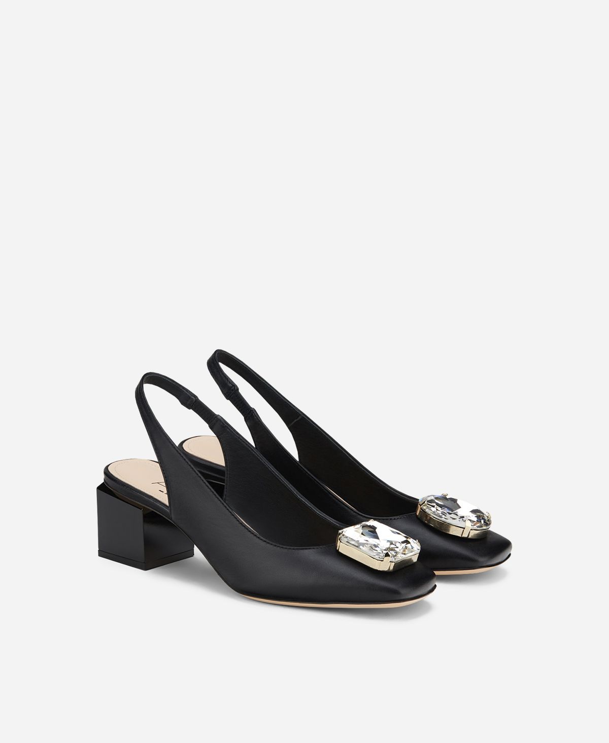 Agl Sling back con tacco a cubo Nero Angie Sb Crystal Outlet