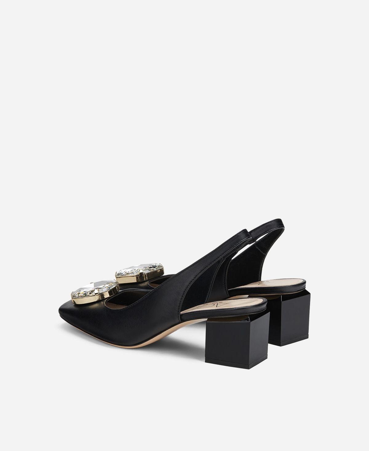 Agl Sling back con tacco a cubo Nero Angie Sb Crystal Outlet