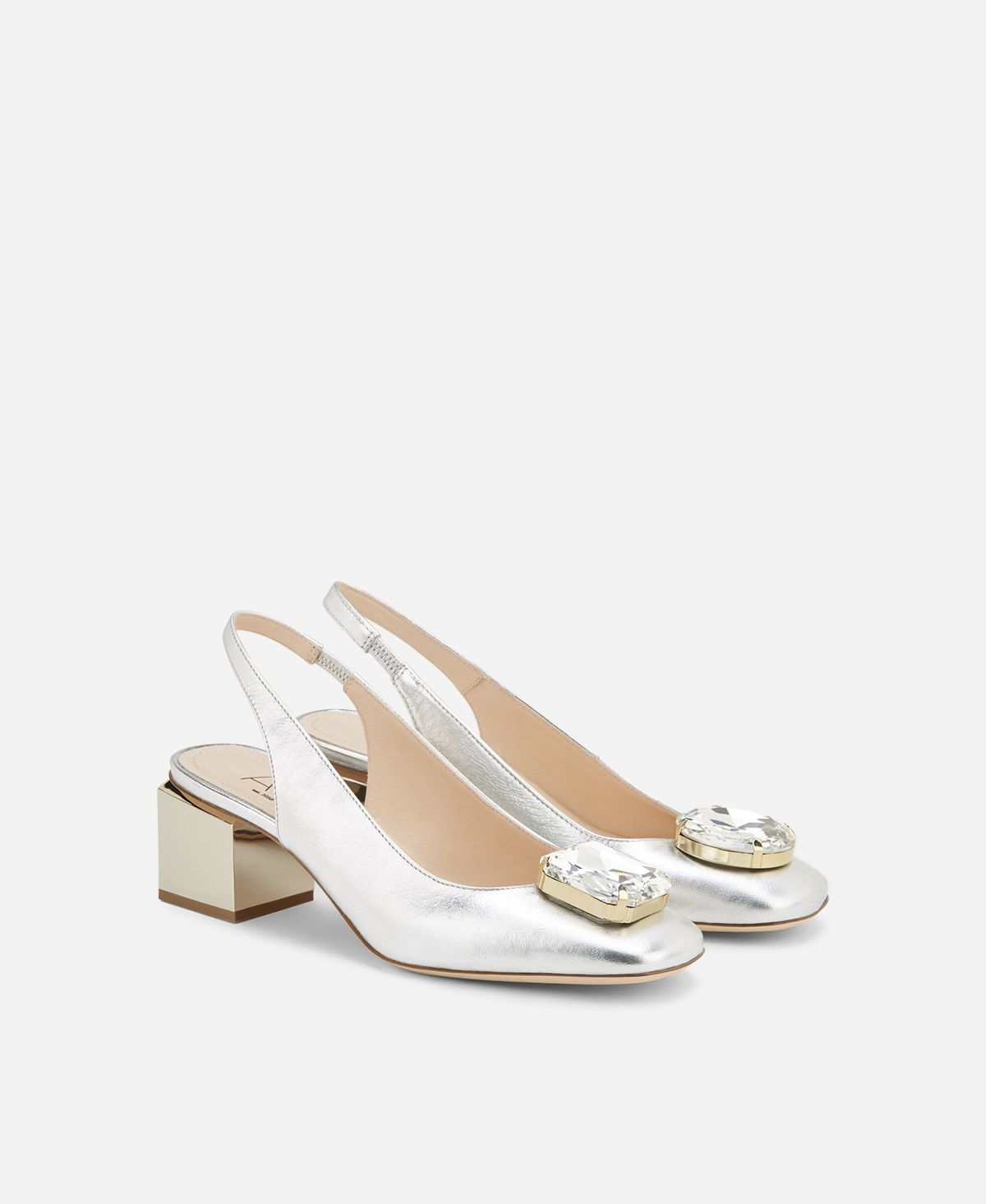 Agl Sling back con tacco a cubo Argento Angie Sb Crystal In Vendita