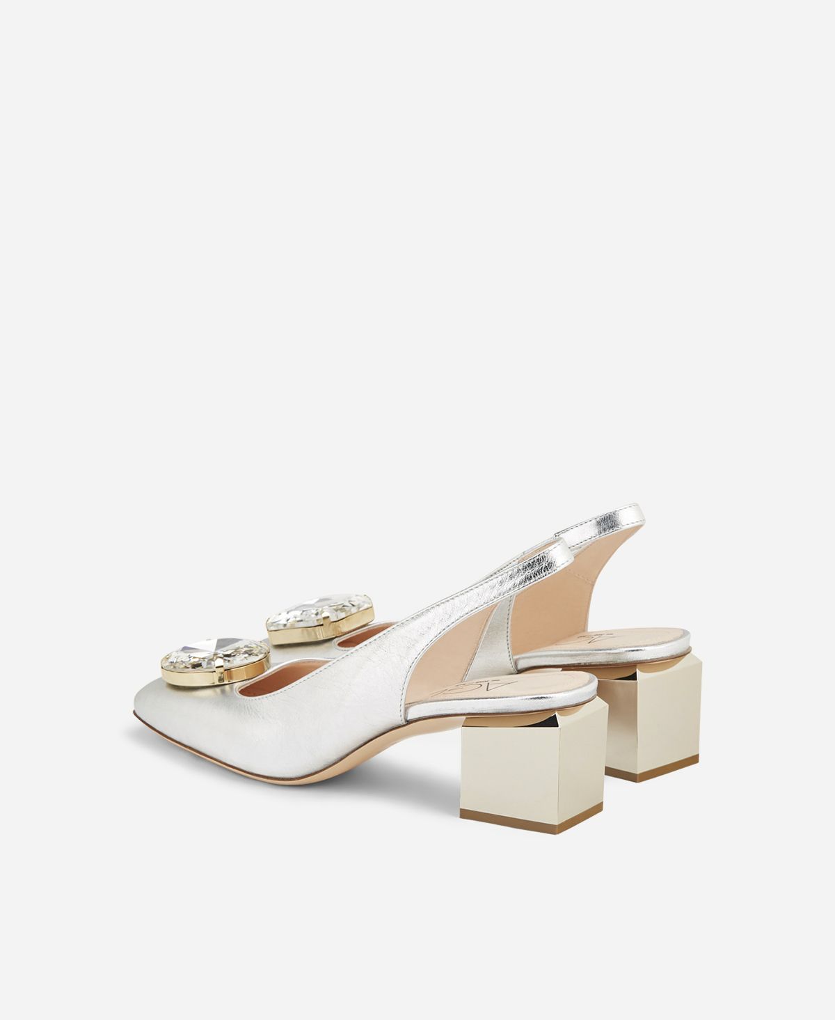 Agl Sling back con tacco a cubo Argento Angie Sb Crystal In Vendita
