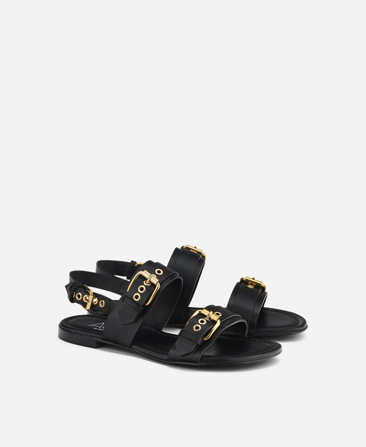 Agl Sandalo con fibbie Nero Summer Multi Buckles Vendita Calda