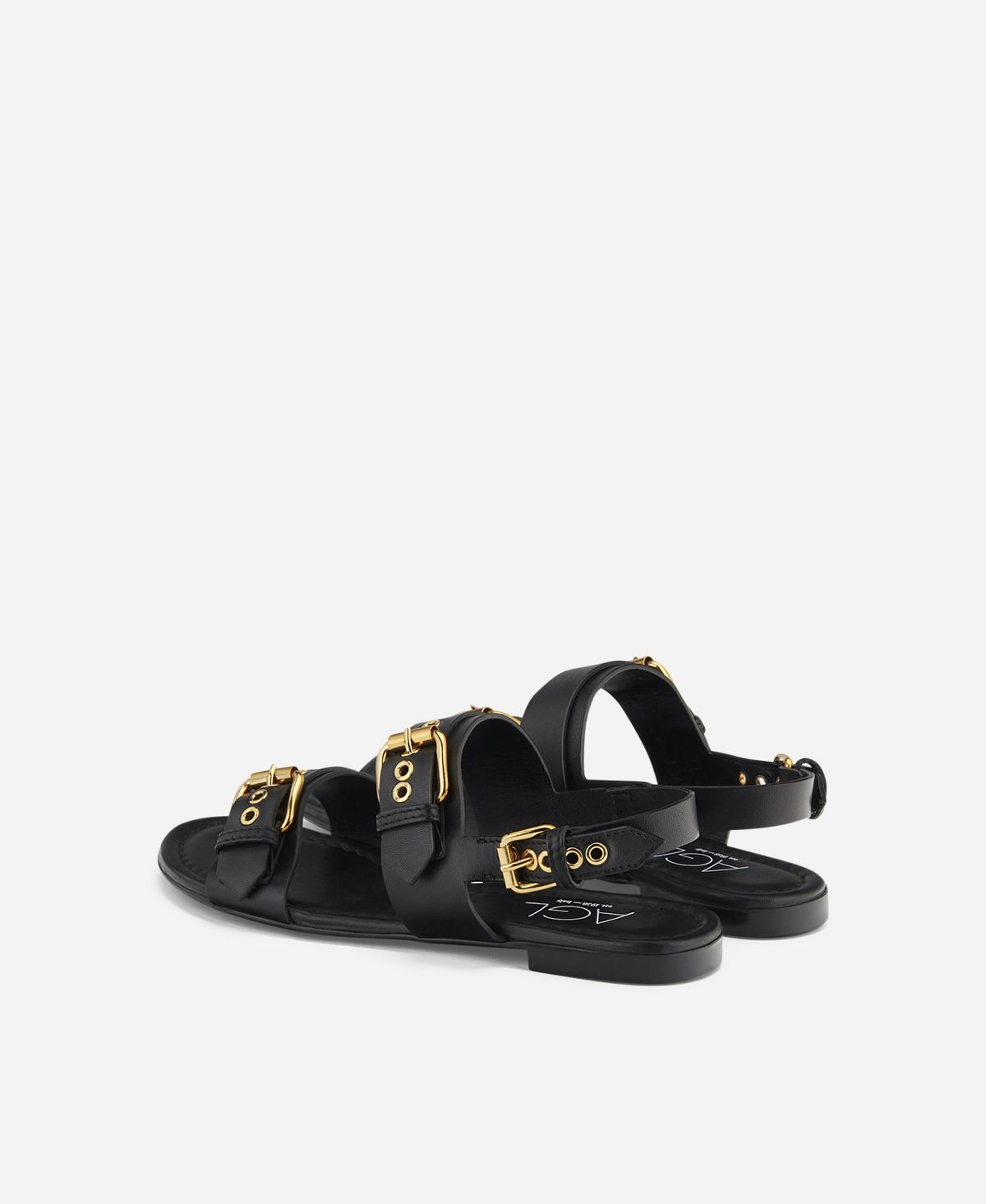 Agl Sandalo con fibbie Nero Summer Multi Buckles Vendita Calda