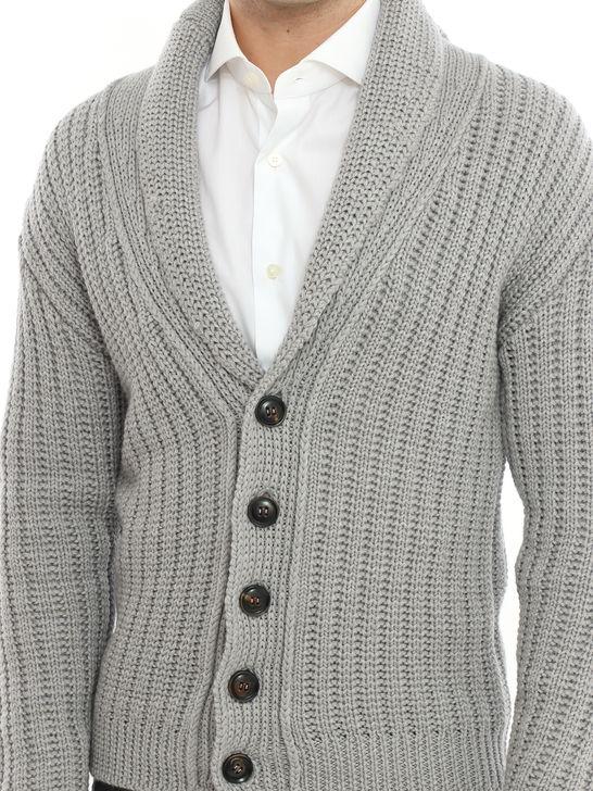 Rakki Cardigan Rakkì Collo Sciallato Grigio Economico
