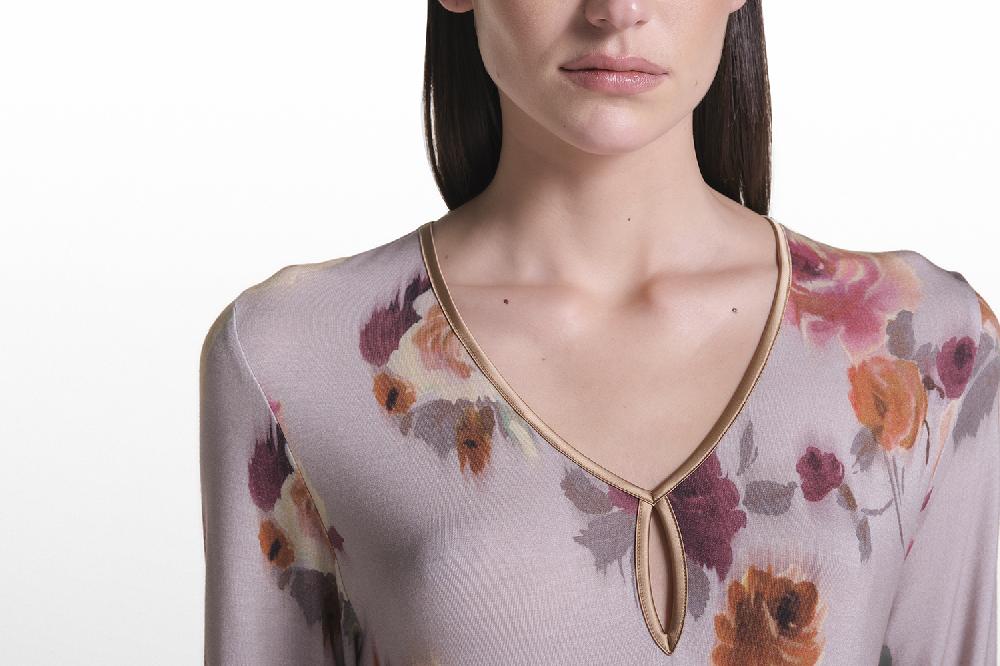 Verdiani Camicia Viscosa Stampa Fiore Affare Del Giorno