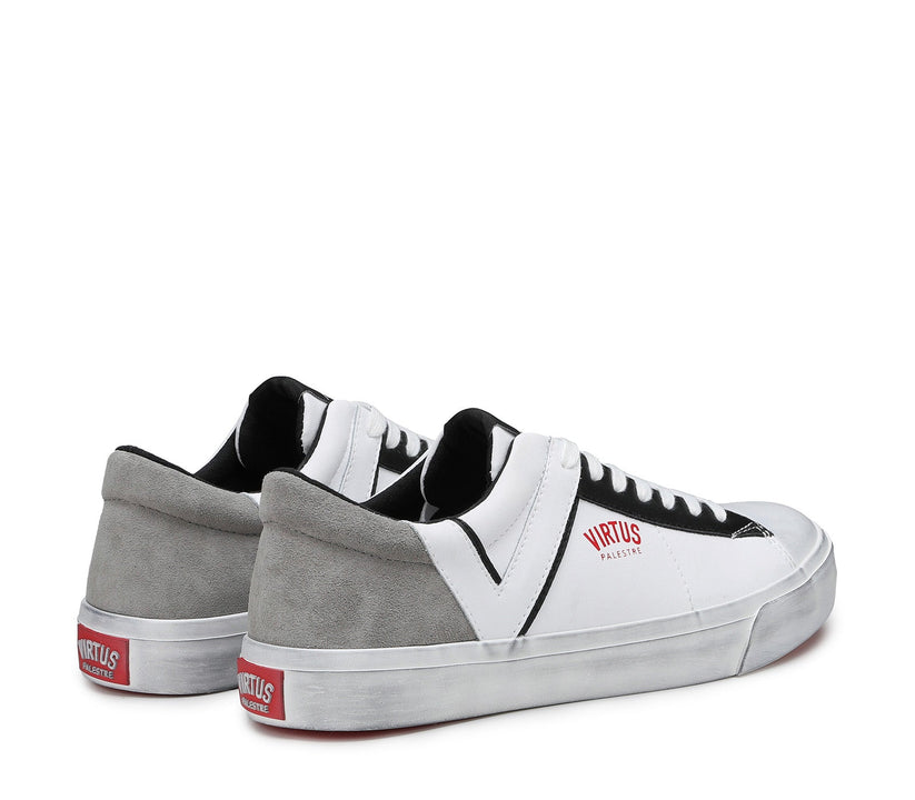 ﻿VIRTUS PALESTRE Rubby Low Leather/Suede white/Grey Vendita Calda