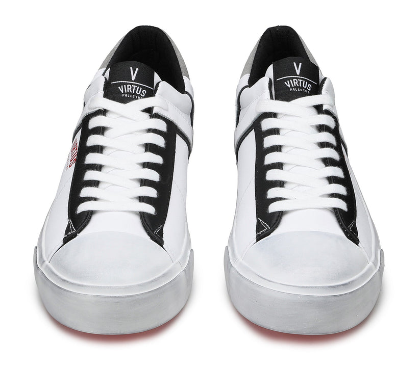 ﻿VIRTUS PALESTRE Rubby Low Leather/Suede white/Grey Vendita Calda