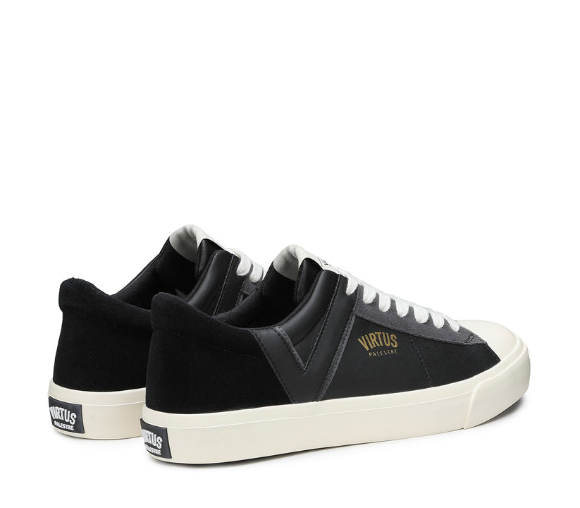 VIRTUS PALESTRE Rubby Low Leather/Suede Black Saldi Di Fabbrica