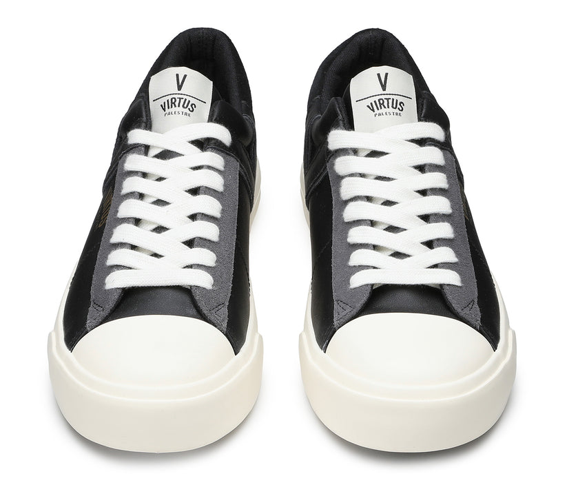 VIRTUS PALESTRE Rubby Low Leather/Suede Black Saldi Di Fabbrica