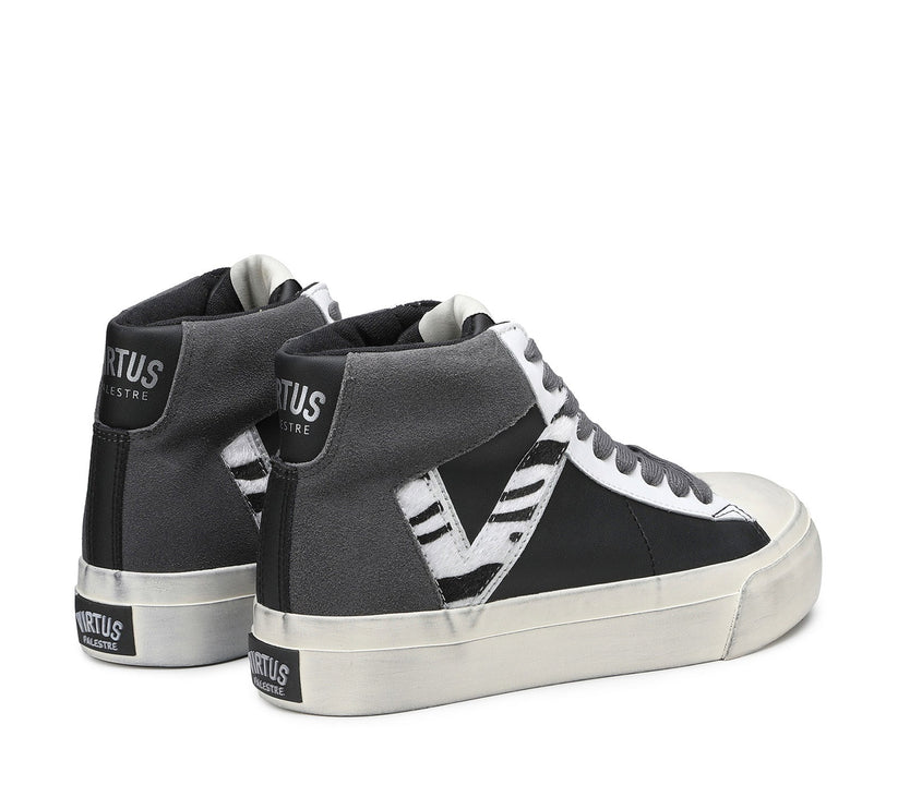 VIRTUS PALESTRE Rubby Mid Leather/suede black/dk. grey-zebra Negozio
