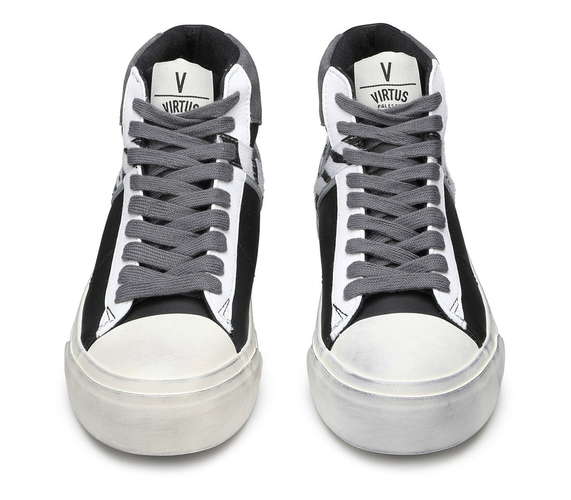 VIRTUS PALESTRE Rubby Mid Leather/suede black/dk. grey-zebra Negozio