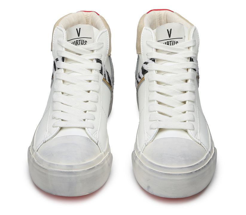 VIRTUS PALESTRE Rubby Mid Leather/suede off white/sand-zebra Moda