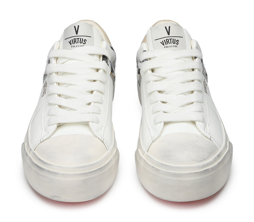 VIRTUS PALESTRE Rubby Low Leather/suede off white/sand-zebra Italy
