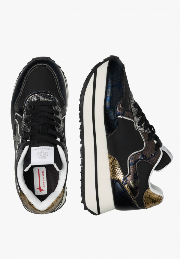 ﻿W6yz Sneakers in pelle e tessuto tecnico Nero -DEVA W Vendita Calda
