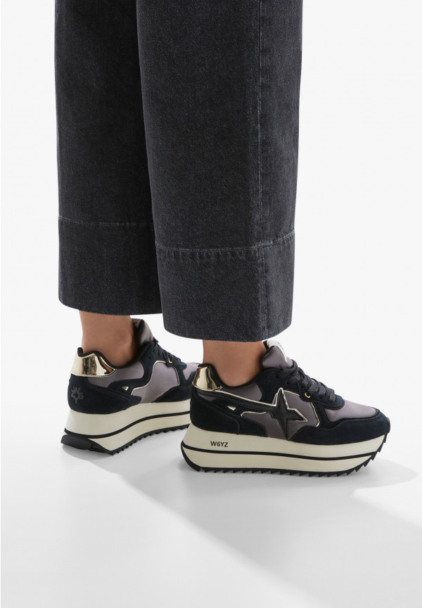 W6yz Sneakers in suede e tessuto tecnico Nero -DEVA W Vendita Economica