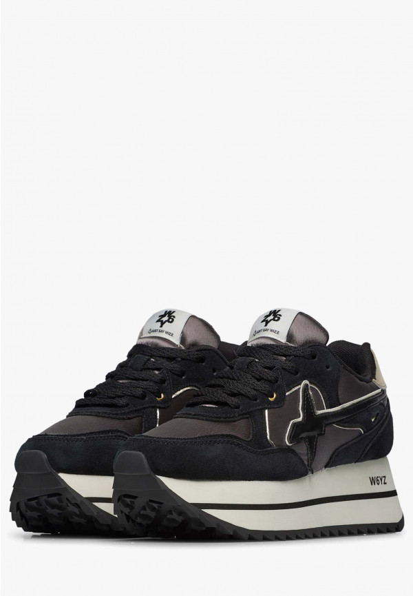 W6yz Sneakers in suede e tessuto tecnico Nero -DEVA W Vendita Economica