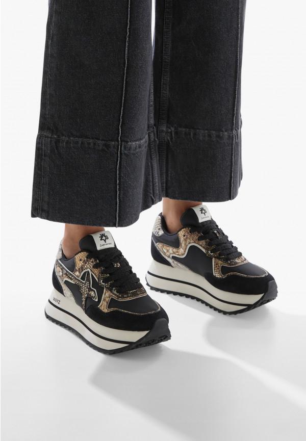 W6yz Sneakers in tessuto tecnico e suede Nero -DEVA W Saldi Di Fabbrica