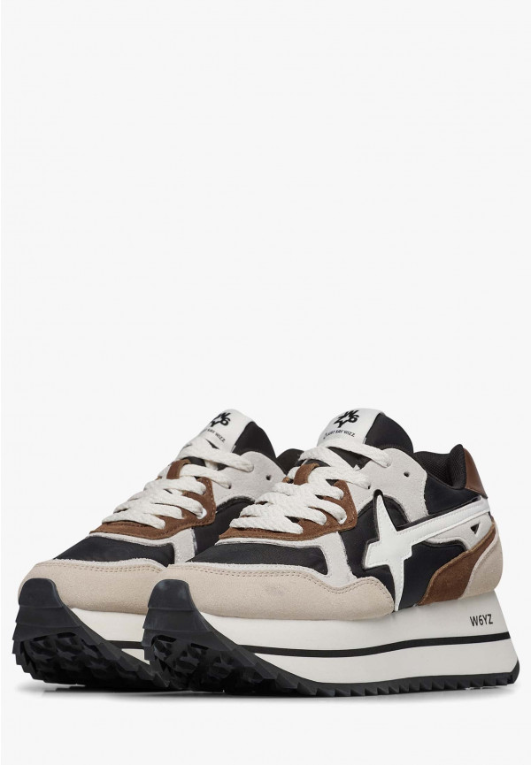 W6yz Sneakers in tessuto tecnico e suede Beige-Nero -DEVA W I Più Venduti
