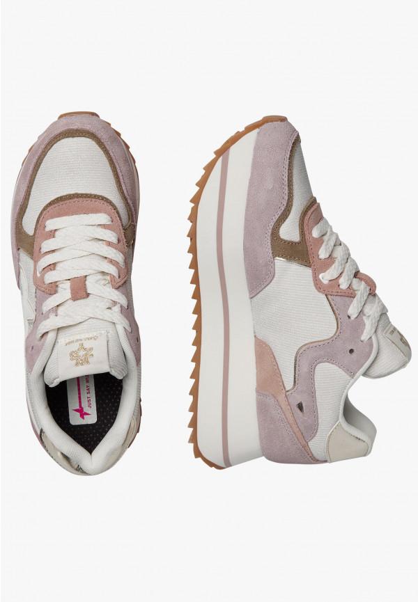 W6yz Sneakers in suede e tessuto tecnico Bianco-Rosa -DEVA W Vendite Flash