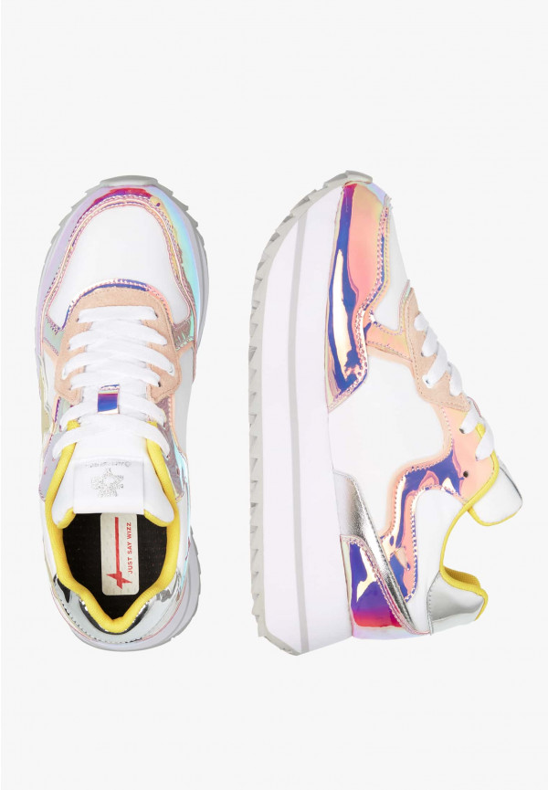 W6yz Sneakers in suede e tessuto tecnico Bianco-Rosa -DEVA W Negozio