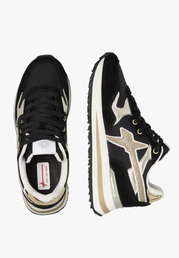 W6yz Sneakers in tessuto tecnico e suede Nero-Oro -YAK-W Nuova