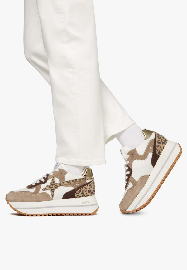 W6yz Sneakers in tessuto tecnico e suede Tortora -DEVA W Moda