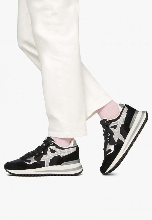 W6yz Sneakers in tessuto tecnico e suede Nero-Argento -YAK-W Italy