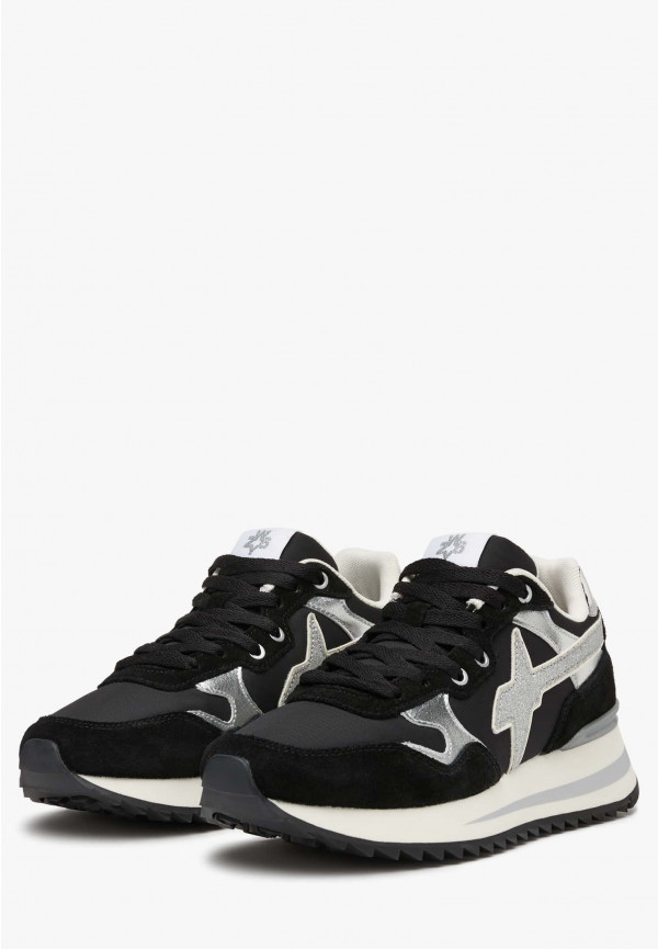 W6yz Sneakers in tessuto tecnico e suede Nero-Argento -YAK-W Italy