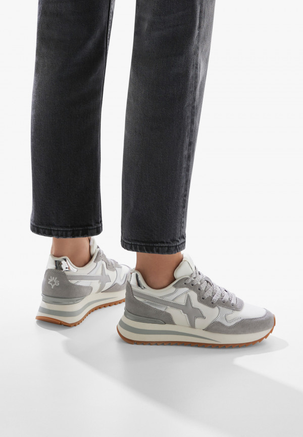 W6yz Sneakers in tessuto tecnico e suede Bianco-Grigio -YAK-W Vendita