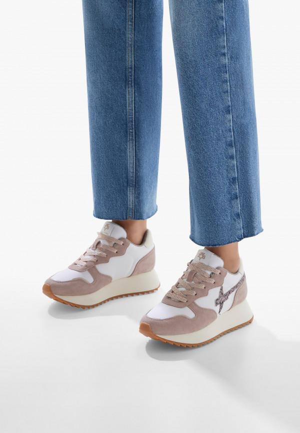 W6yz Sneakers in suede e tessuto tecnico Bianco-Rosa -JET-W Soddisfazione Garantita