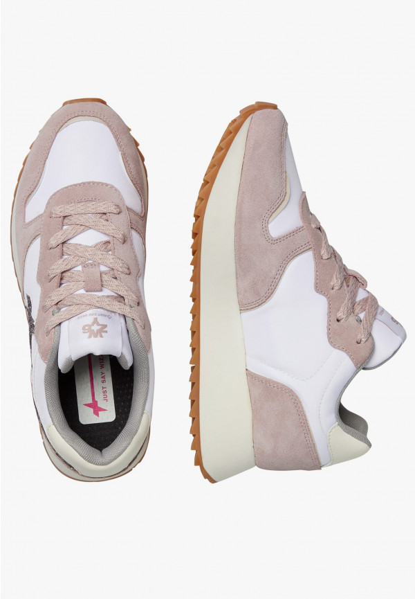 W6yz Sneakers in suede e tessuto tecnico Bianco-Rosa -JET-W Soddisfazione Garantita