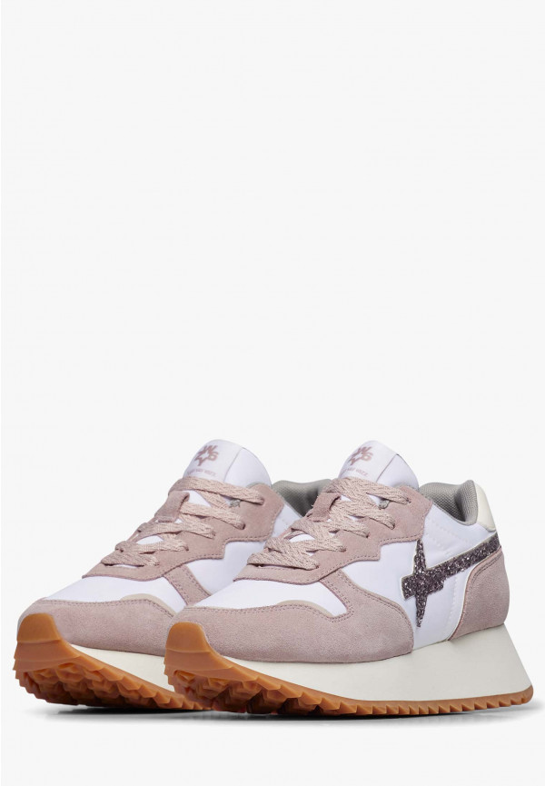 W6yz Sneakers in suede e tessuto tecnico Bianco-Rosa -JET-W Soddisfazione Garantita