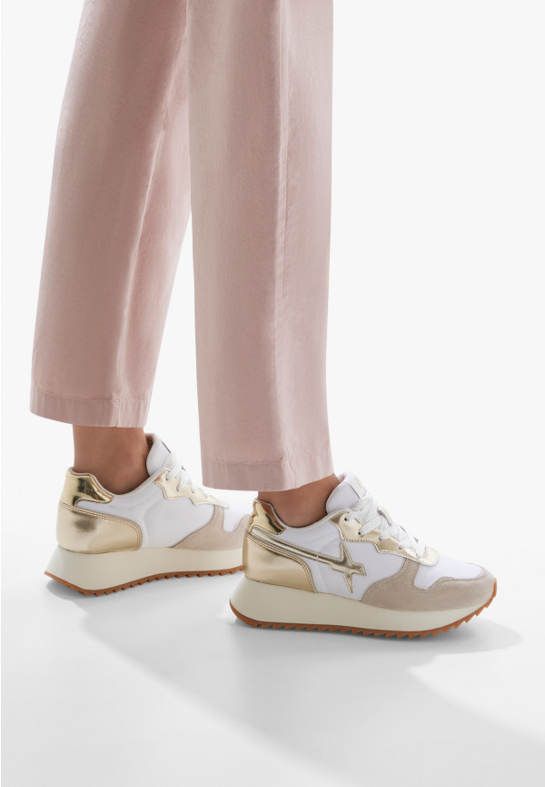 W6yz Sneakers in suede e tessuto tecnico Bianco-Platino -JET-W Qualità Garantita