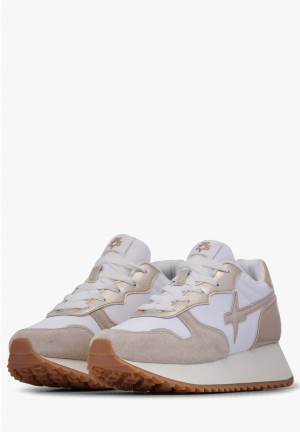 W6yz Sneakers in suede e tessuto tecnico Bianco-Platino -JET-W Qualità Garantita