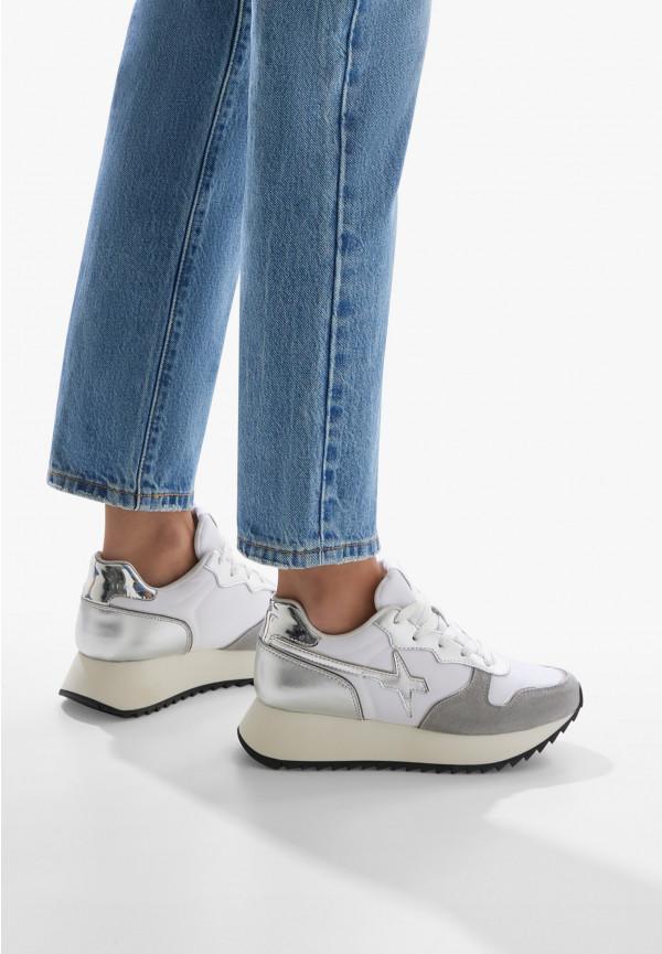 W6yz Sneakers in suede e tessuto tecnico Bianco-Argento -JET-W Negozi Online