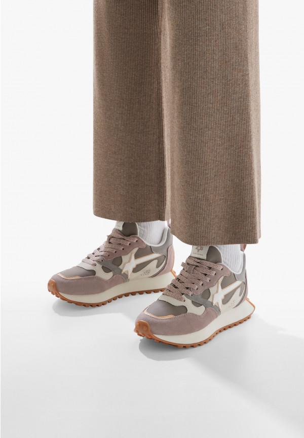 W6yz Sneakers in suede e tessuto tecnico Bianco-Grigio -LOOP-W Promozione Limitata