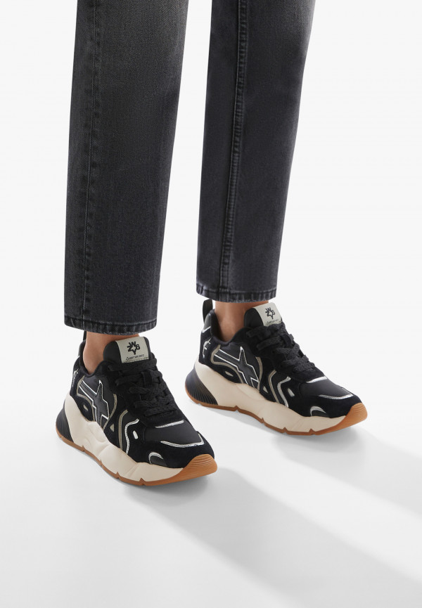 W6yz Sneakers in suede e tessuto tecnico Nero -SARAH-W Fino Al -60%