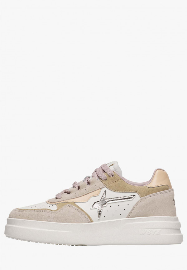 W6yz Sneaker in pelle e suede Bianco panna -XENIA W