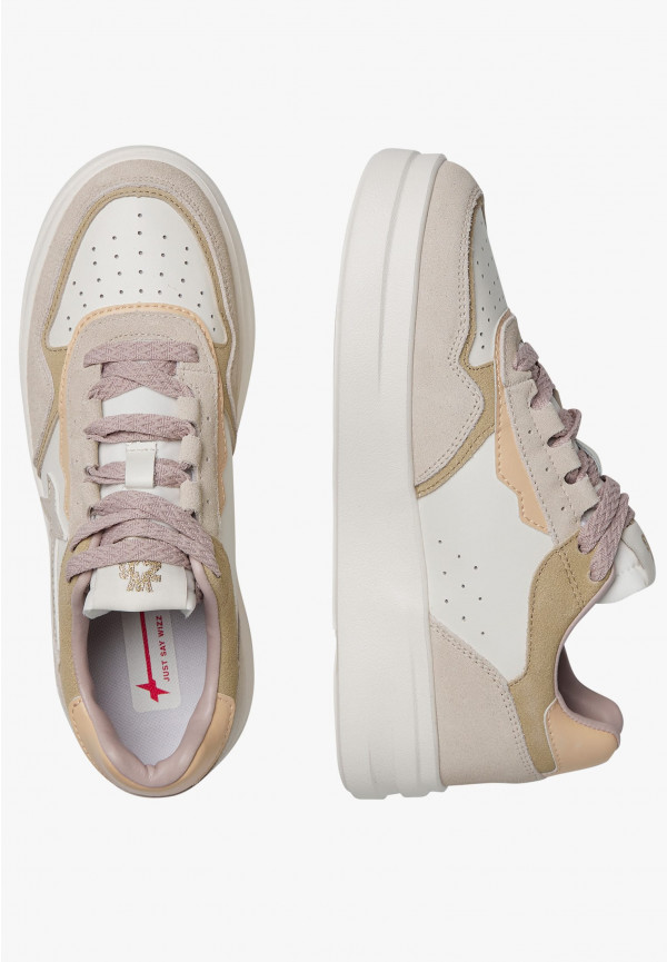 W6yz Sneaker in pelle e suede Bianco panna -XENIA W Affare Del Giorno